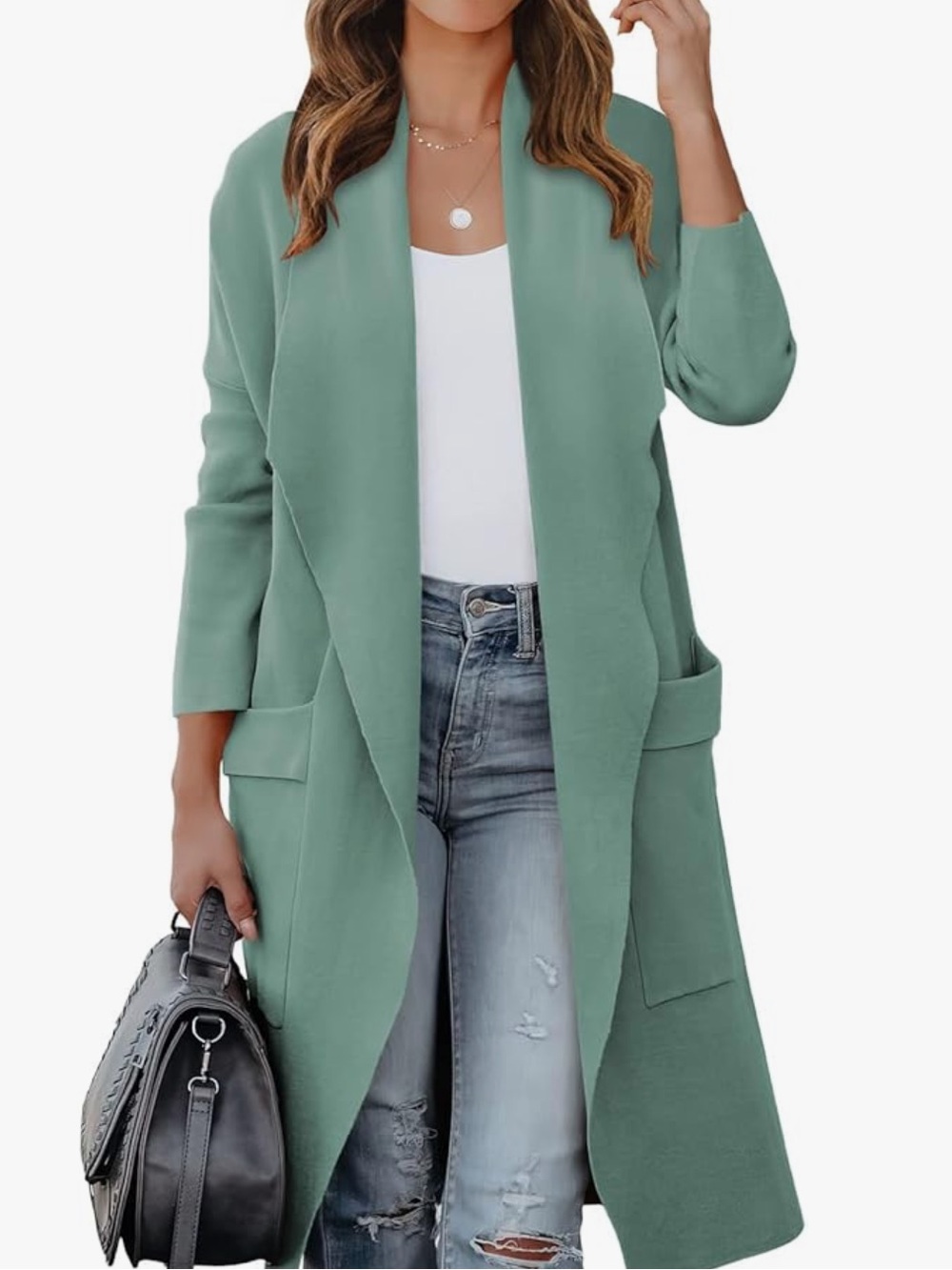 Seafoam blue sage green cardigan jacket